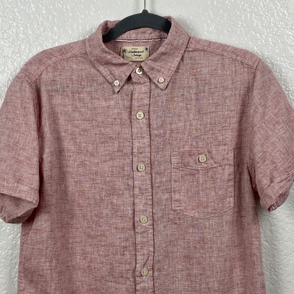 Weatherproof Vintage Linen Blend Short Sleeve Button Front Shirt Red Size Small - Picture 2 of 7